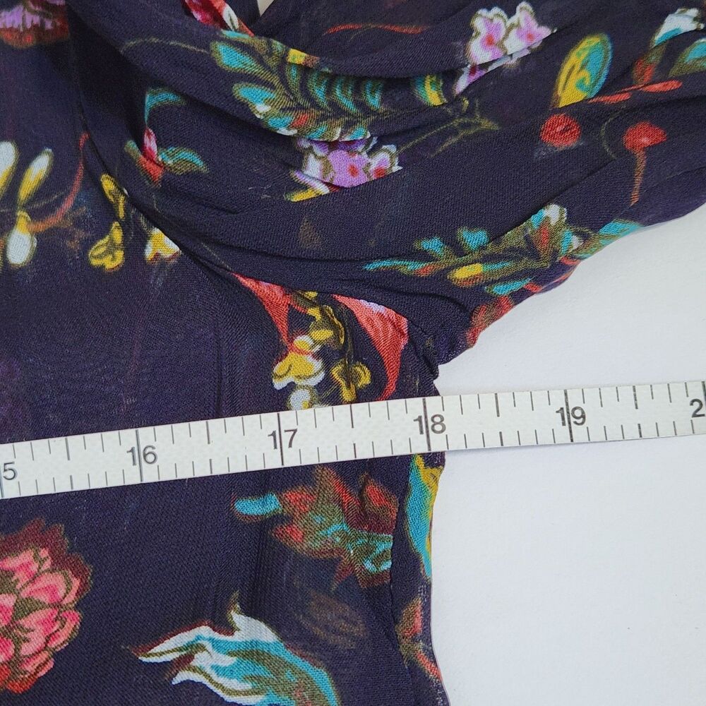 Anthropologie Salzburg Sheer Floral Tunic Boho Fairycore Puff Sleeve Blouse M - Picture 10 of 14